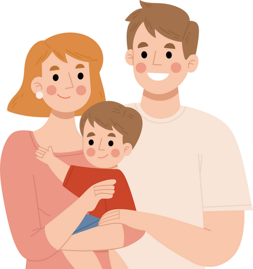 Illustration of a happy little family